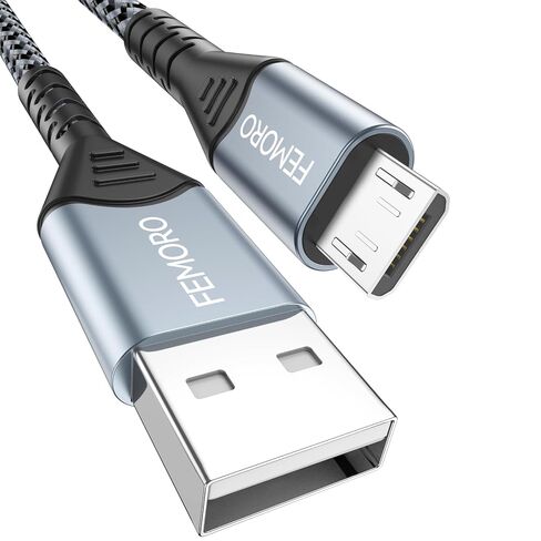 FEMORO Micro USB Cable 6ft 480Mbps Data Transfer & 12W Charging, USB A to MicroUSB 2.0 Cord for Old Kindle Android Smartphone Tablet PS4 Raspberry Pi 3 and More in Saudi Arabia