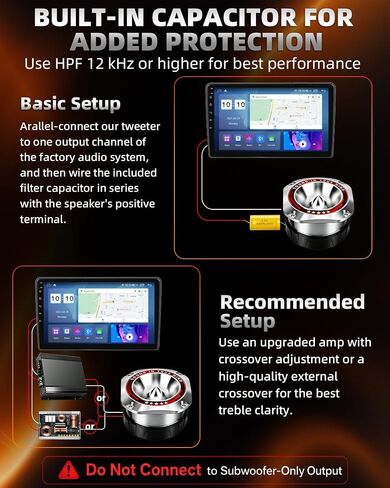 4 Inch Super Tweeters for Car Audio, 1200W MAX 4 Ohm Bullet Tweeter Speakers Pair, 107dB Titanium Compression Drivers with 1.5 Inch Voice Coil for Door Panels Speaker Boxes in Kuwait