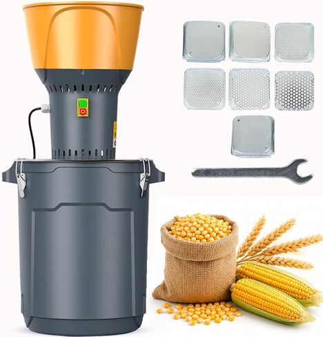6.6 Gallon Electric Corn Grinder Mill for Chicken Feed, Grain Mill Grinder with 7 Sieves, Heavy Duty Feed Grinder for Corn, Wheat, Rice, Flour, Livestock Feed, Farm & Homestead Use-Red in Kuwait