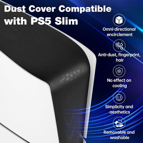 veoyya Dust Cover Net Compatible with PS5 Slim Disc/Digital Version Console (Long Version), Anti-Dust Protector Filter Middle Skin and Dust Plugs Accessories Compatible with Playstation 5 Slim in Saudi Arabia