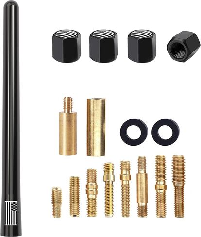 American Flag Car Truck Short Antenna 7“ with Tire Valve Caps for GMC Sierra Dodge Ram Chevy Silverado 1500 2500 3500 Avalanche Ford F150 F250 F350 Super Duty Raptor Bronco, Car Accessories (Black) in Kuwait