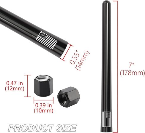 American Flag Car Truck Short Antenna 7“ with Tire Valve Caps for GMC Sierra Dodge Ram Chevy Silverado 1500 2500 3500 Avalanche Ford F150 F250 F350 Super Duty Raptor Bronco, Car Accessories (Black) in Kuwait