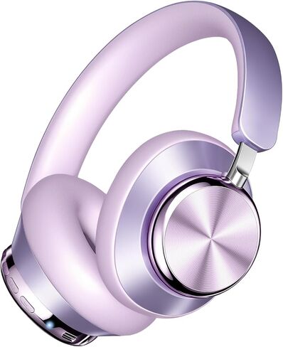 Wentronic Y03 Bluetooth Headphones Wireless Active Noise Cancelling Over Ear Headphones 48 Hours Playtime High Sound Quality 6 EQ Music Mode Headphones with Soft Ear Cushion - Purple in Kuwait