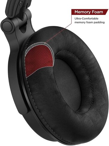 Thore Over Ear iPhone Headphones with Lightning Connector (Apple MFi Certified) – Closed Back Studio DJ Monitor Earphones (50mm Neodymium Drivers) (V200 Black/Red) in Saudi Arabia