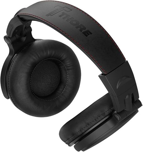 Thore Over Ear iPhone Headphones with Lightning Connector (Apple MFi Certified) – Closed Back Studio DJ Monitor Earphones (50mm Neodymium Drivers) (V200 Black/Red) in Saudi Arabia