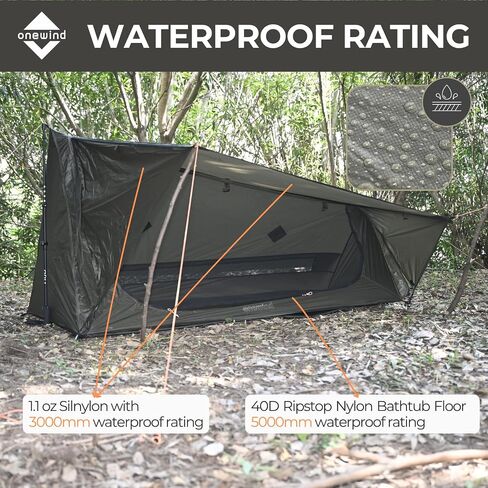 onewind Ultralight One Person Bivy Tent, Backpacking Tent for Single Person Waterproof Silnylon Lightweight for Camping Backpacking Hiking, NO Trekking Pole in Kuwait