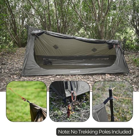 onewind Ultralight One Person Bivy Tent, Backpacking Tent for Single Person Waterproof Silnylon Lightweight for Camping Backpacking Hiking, NO Trekking Pole in Kuwait