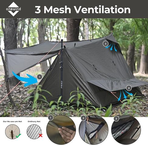 onewind Ultralight One Person Bivy Tent, Backpacking Tent for Single Person Waterproof Silnylon Lightweight for Camping Backpacking Hiking, NO Trekking Pole in Kuwait