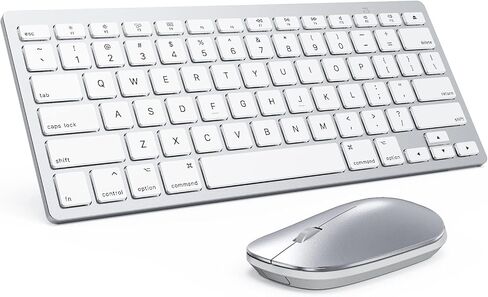 Bluetooth Keyboard and Mouse Compatible with Mac, OMOTON Ultra-Slim Wireless Keyboard and Mouse Combo Compatiblei with MacOS, MacBook Pro/Air, iMac, Mac mini, Laptop and PC (Silver) in Saudi Arabia