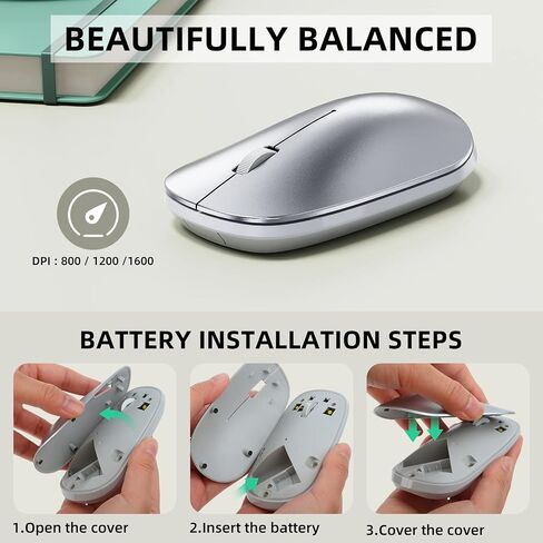 Bluetooth Keyboard and Mouse Compatible with Mac, OMOTON Ultra-Slim Wireless Keyboard and Mouse Combo Compatiblei with MacOS, MacBook Pro/Air, iMac, Mac mini, Laptop and PC (Silver) in Saudi Arabia