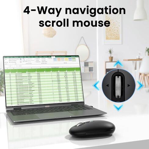 Wireless Keyboard and Mouse Combo, 2 in 1 USB Receiver and 2 bluetooth for 3 Device, Ultra-Slim Keyboard with Adjustable Stand and 4-way Scroll Mouse Combo for Computer, Laptop, Tablet, MacBook, iPad. in Kuwait