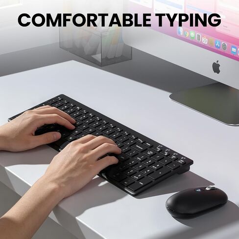 Wireless Keyboard and Mouse Combo, 2 in 1 USB Receiver and 2 bluetooth for 3 Device, Ultra-Slim Keyboard with Adjustable Stand and 4-way Scroll Mouse Combo for Computer, Laptop, Tablet, MacBook, iPad. in Kuwait