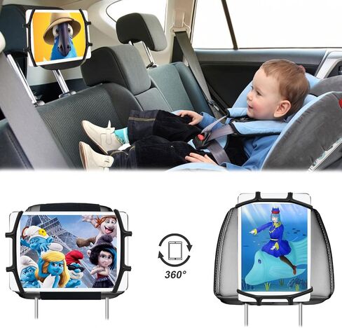 Car Headrest Mount Silicon Holder, Universal Tablet Holder in Back Seats, Car Mount Angle-Adjustable Car Headrest Holders Fits All 7-12.9 inch Tablets/Game Machines¡­ in Kuwait