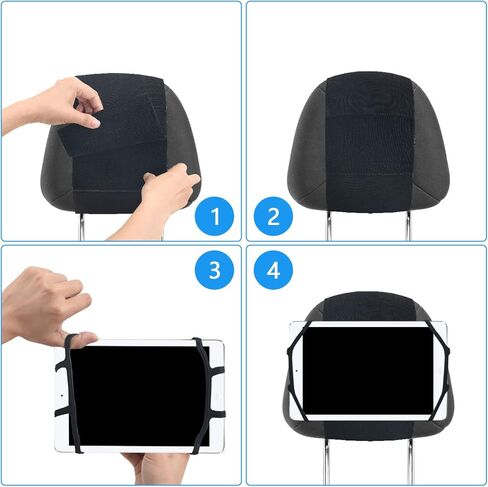 Car Headrest Mount Silicon Holder, Universal Tablet Holder in Back Seats, Car Mount Angle-Adjustable Car Headrest Holders Fits All 7-12.9 inch Tablets/Game Machines¡­ in Kuwait