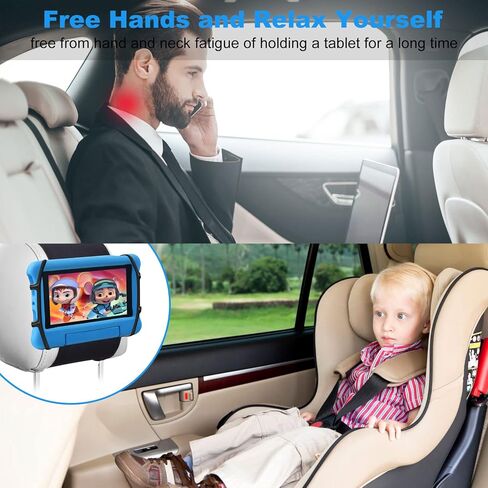 Car Headrest Mount Silicon Holder, Universal Tablet Holder in Back Seats, Car Mount Angle-Adjustable Car Headrest Holders Fits All 7-12.9 inch Tablets/Game Machines¡­ in Kuwait