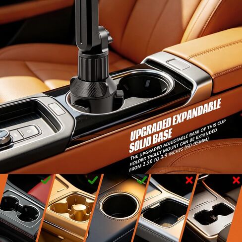 Cup Holder Tablet Mount for Car & Truck, Heavy Duty iPad Holder for Car, 15" Long Dual-Arm Adjustable Tablet Car Mount for iPad Pro 12.9/11/Air/Mini, Galaxy Z Fold 6/5/4, iPhone 17-11 (4.7-12.9") in Kuwait