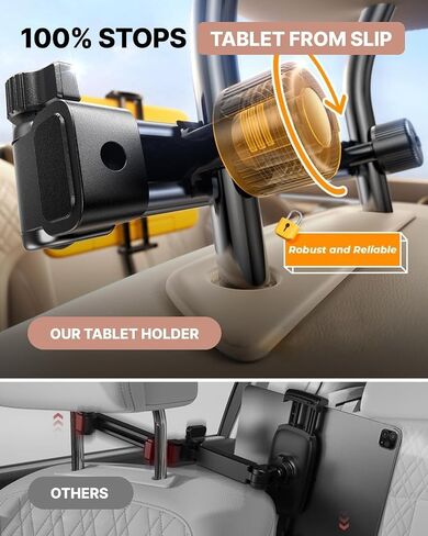 Owleys Tablet Holder for Car Headrest - Car Accessories for Kids - iPad Holder for Car Backseat - Adjustable Tablet Stand - Kids Road Trip Essentials - for iPad Air Pro Mini Galaxy 1pc in Kuwait