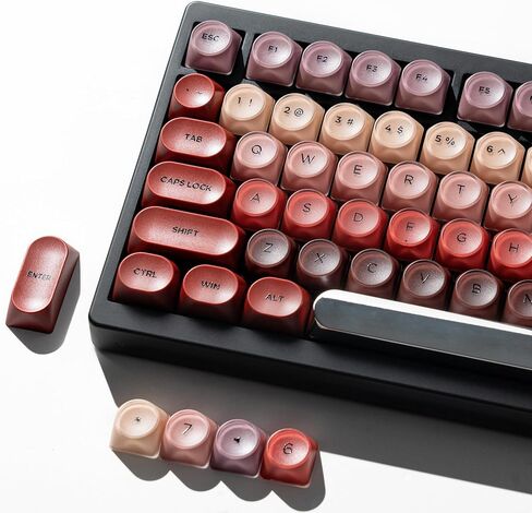 PBT Keycaps, Glossy Red Lipstick Jelly Keycaps MOA Profile, 128 Keys Elegant Cute Custom Key caps for 61/68/84/87/98/100 Cherry Gateron MX Mechanical Keyboards, No Tear & Never Fades in Kuwait