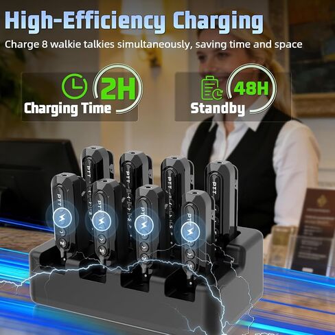 Super Mini Walkie Talkies Pro with Earpiece,8 Way Multi Unit Charger Rechargeable Business Small Two Way Radios Communication Device Set for Baseball,Pitch,Restaurant,Hotel,Team Events,8 Pack in Kuwait