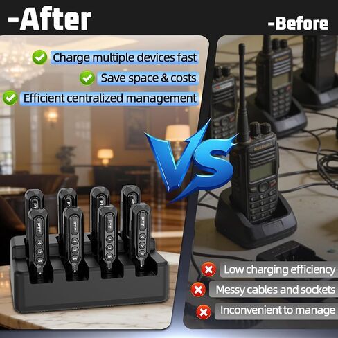 Super Mini Walkie Talkies Pro with Earpiece,8 Way Multi Unit Charger Rechargeable Business Small Two Way Radios Communication Device Set for Baseball,Pitch,Restaurant,Hotel,Team Events,8 Pack in Kuwait