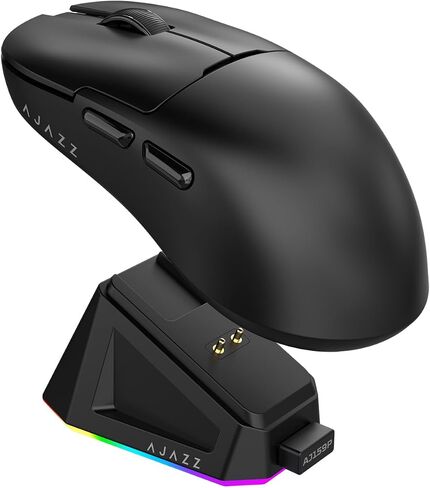 AJAZZ AJ159P MC Wireless Gaming Mouse, PAW3311 Sensor 1000 Rate, 12000 DPI, 2.4 GHz/USB-C/Bluetooth, RGB Charging Dock, 400 mAh Battery, Ultra-Lightweight 56-gram Design, Compatible with PC and Mac in Kuwait