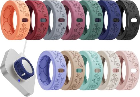 YWXTW Floral Cover for Oura Ring 4/3/ 4 Ceramic/Samsung/Ultrahuman, Support Charging Silicone Ring Protector for Women/Girls/Men, Dressy Accessories, 12 Pack (Multicolor, S) in Kuwait