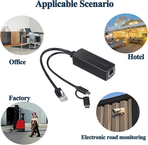Gigabit PoE Splitter with Micro-USB and Type-C,5V/3A Max, Comply IEEE 802.3af/at, 10/100/1000Mbps, Plug and Play for IP Camera (PD3011G) in Kuwait