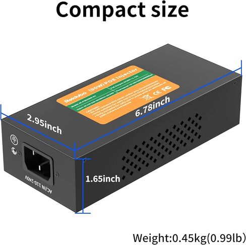 2.5Gb PoE Injector Adapter 90W, IEEE 802.3bt/at/af Compliant, Converts Non-PoE to PoE Network, 100/1000/2500Mbps RJ45, Up to 328 ft, Plug & Play in Kuwait
