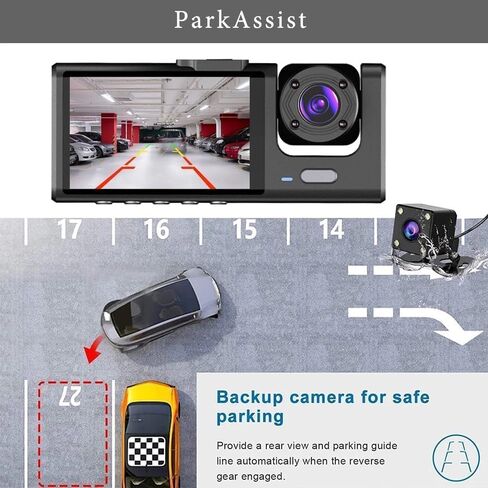 2K Dash Camera for Car Security Camera Dashcam Front and Rear Inside with WDR, Night Vision, G-Sensor Auto Lock, Loop Recording in Kuwait
