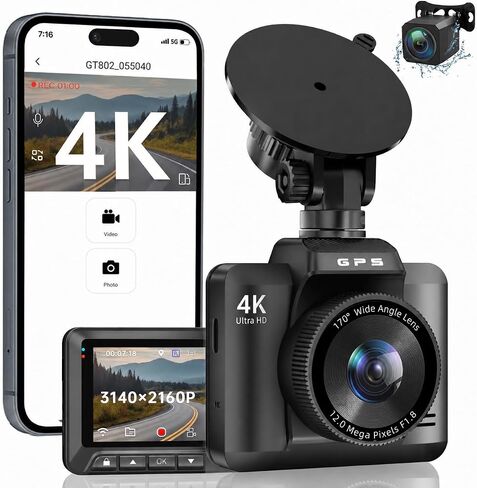 Dash Cam Front and Rear, Ecomoment 4K +1080P Dash Camera for Cars in Kuwait
