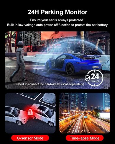 JOMISE 4K Dash Cam Front Rear with 64GB Card & Touch Screen, 4K+1080P Dual Dash Camera for Cars, Built-in GPS Wi-Fi, UHD 2160P Night Vision, WDR, 24H Parking Monitor (J6) in Kuwait