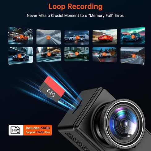Dash Cam Front and Rear for Cars, 4K+4K Dual Camera with 64GB Card in Kuwait