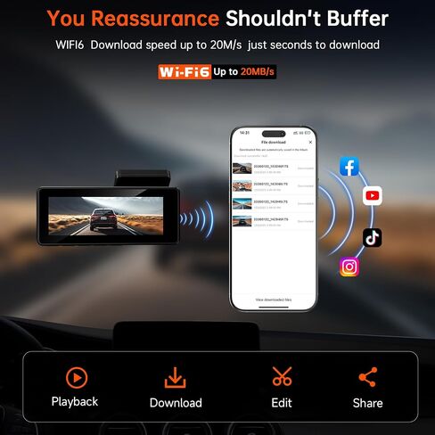 Dash Cam Front and Rear for Cars, 4K+4K Dual Camera with 64GB Card in Kuwait