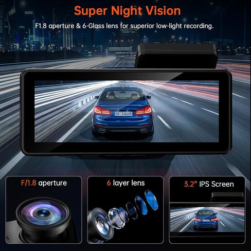 Dash Cam Front and Rear for Cars, 4K+4K Dual Camera with 64GB Card in Kuwait