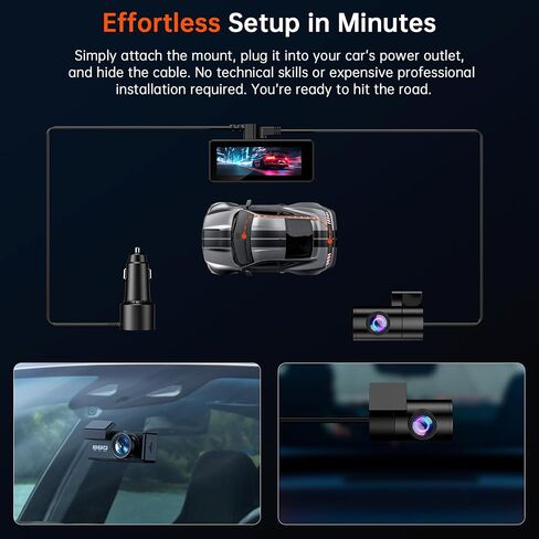 Dash Cam Front and Rear for Cars, 4K+4K Dual Camera with 64GB Card in Kuwait