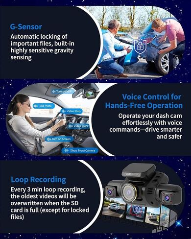 HUPEJOS 360° View 5 Channel Dash Cam Front and Rear, 4K Dash Camera for Car in Kuwait
