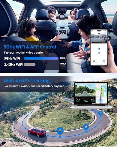 HUPEJOS 360° View 5 Channel Dash Cam Front and Rear, 4K Dash Camera for Car in Kuwait