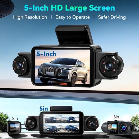 4 Channel 360° Dash Cam Front and Rear, 5'' IPS Large Screen, 4K+1080P*3 in Saudi Arabia
