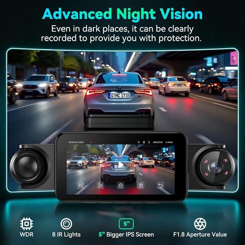 4 Channel 360° Dash Cam Front and Rear, 5'' IPS Large Screen, 4K+1080P*3 in Saudi Arabia