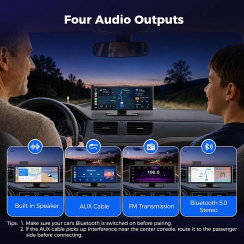 9.26" Wireless CarPlay Screen with 4K+1080P Dual Dash Cam Front and Rear in Kuwait