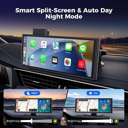 9.26" Wireless CarPlay Screen with 4K+1080P Dual Dash Cam Front and Rear in Kuwait