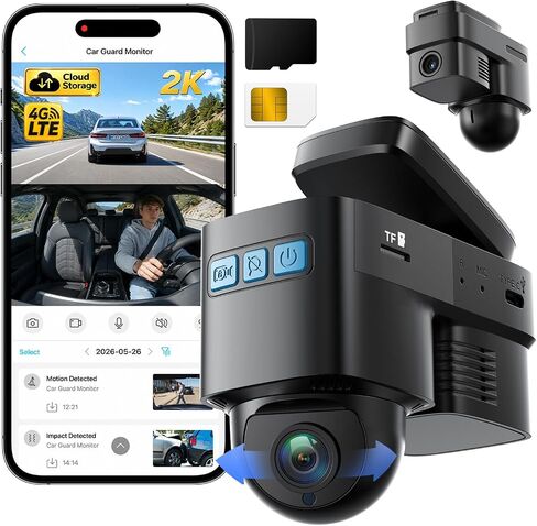 Topexplore 4G LTE Dash Cam Front and Inside,2K+1080P Car Secutrity Camera in Saudi Arabia