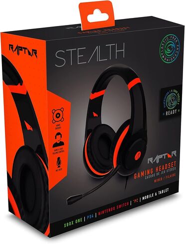 Stealth Raptor Multi-Format Gaming Headset for PlayStation PS4/Xbox One/PC/Nintendo Switch/Mobile/Tablet - Black/Orange in Saudi Arabia