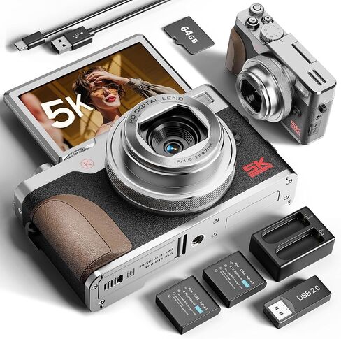 True 5K 64MP Digital Camera for Photography, 18X Zoom(Silver) in Saudi Arabia