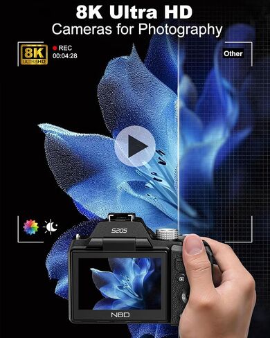 64MP 8K Cameras for Photography with Flip Screen & Hot Shoe，Black in Saudi Arabia