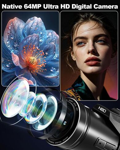 64MP 8K Cameras for Photography with Flip Screen & Hot Shoe，Black in Saudi Arabia