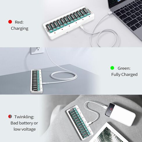 Dlyfull 12 Bay AA AAA Battery Charger for 1.2V Ni-MH Rechargeable Batteries in Kuwait