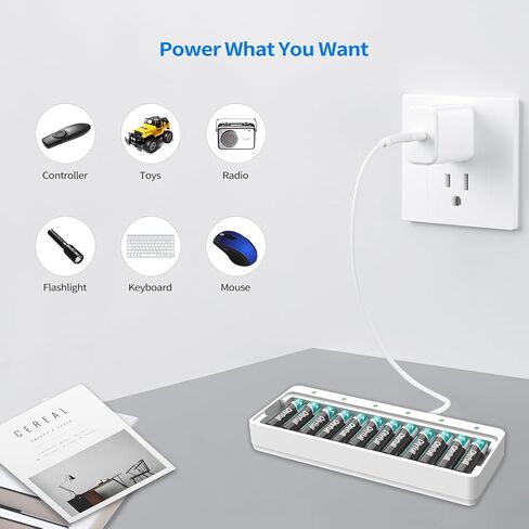 Dlyfull 12 Bay AA AAA Battery Charger for 1.2V Ni-MH Rechargeable Batteries in Kuwait