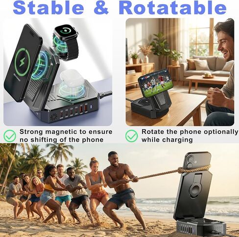 9-in-1 Magnetic Charging Station Foldable - 250W Hub with 100W USB-C for Laptops, 3-in-1 Wireless Dock for Phones/Watches/Earbuds in Kuwait