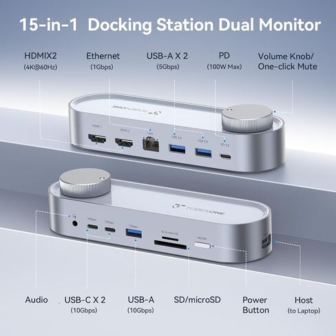 TobenONE USB C Laptop Docking Station Dual Monitor, 100W PD, 5×USB 10Gbps in Kuwait